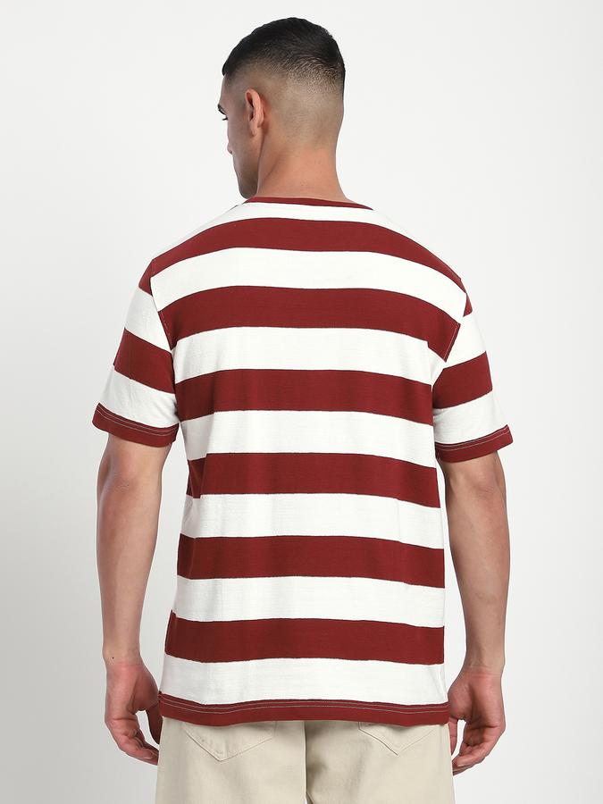 Men Cotton Regular Fit Crew Neck Striped T-shirt