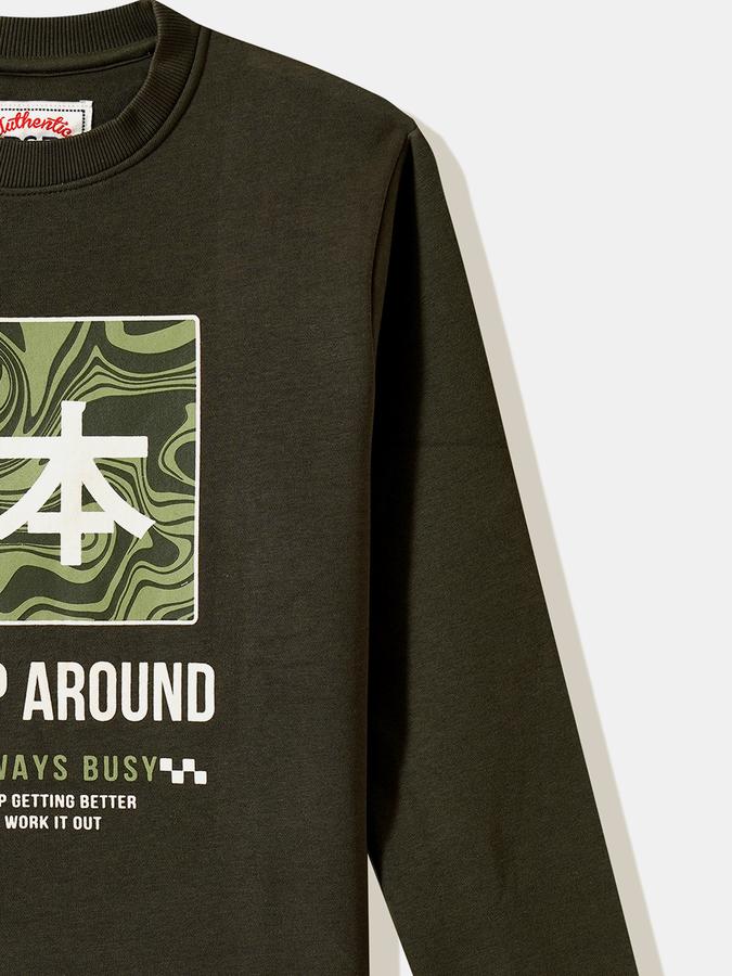 Boys Cotton Blend Relaxed Fit Crew Neck Graphic Sweatshirt