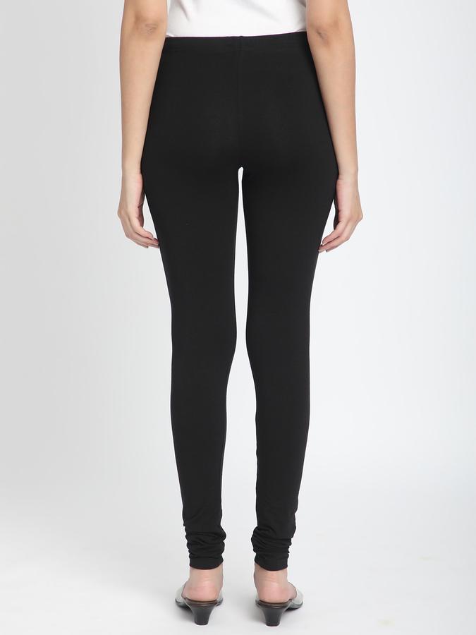 Women Cotton Elasticated Waist Full Length Solid Leggings