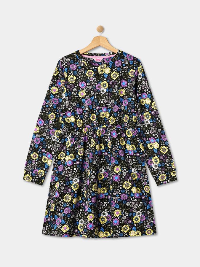 Girls Cotton Regular Fit Round Neck Printed Dress