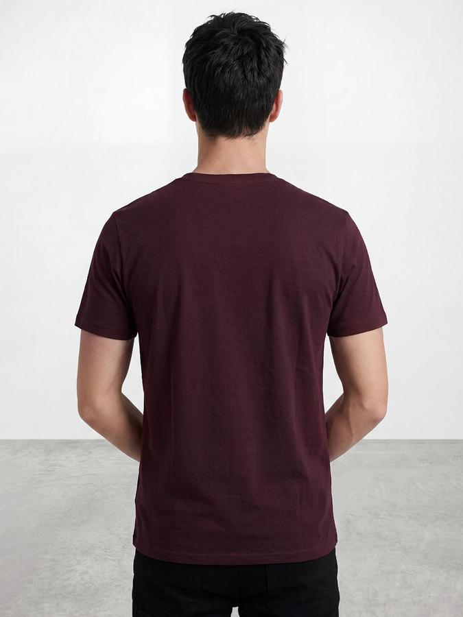 R&B Maroon Men Printed Short Sleeves Tshirt
