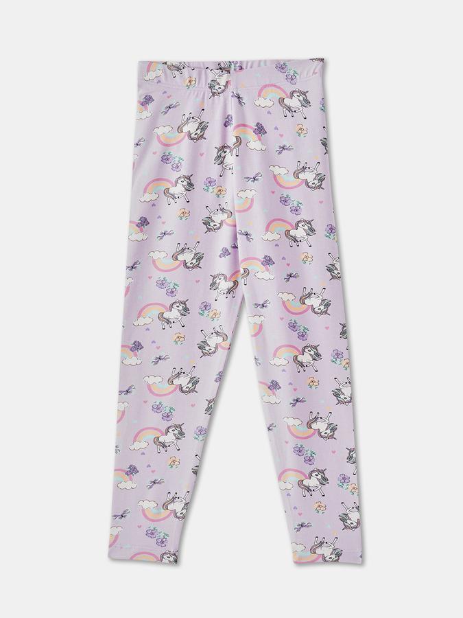 Girls Printed Slim Fit Elasticated Waist Legging