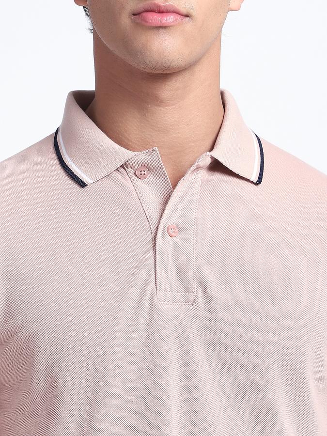 Men Cotton Blend Slim Fit Polo Neck Solid T-shirt