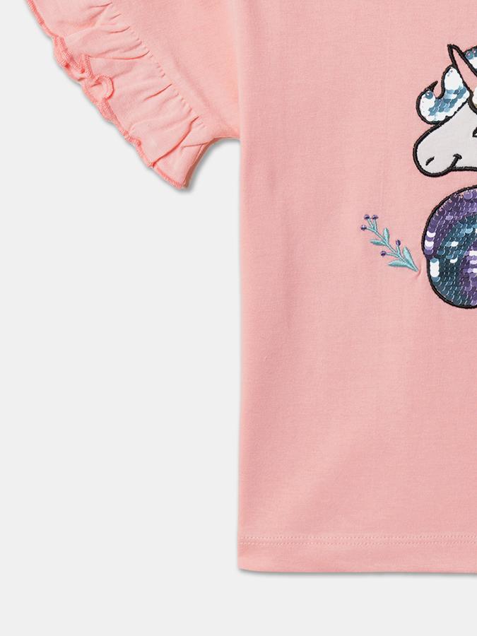 Girls Embellished Top with Short Sleeves image number 3