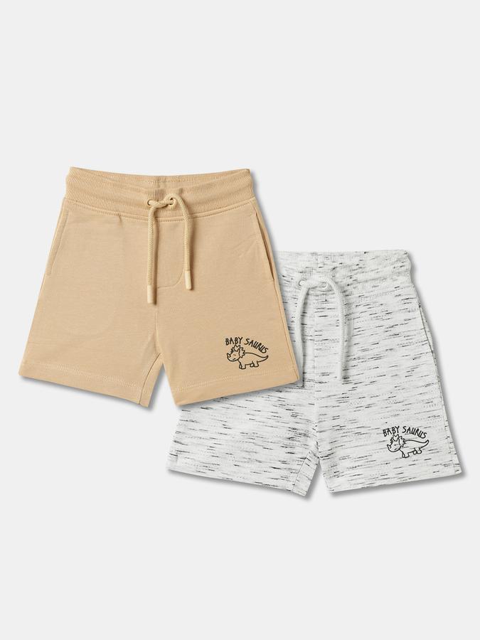 Boys Pack of 2 Typographic Print Regular Fit Shorts