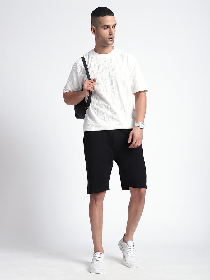 Men Cotton Regular Fit Elastic Waist Solid Shorts