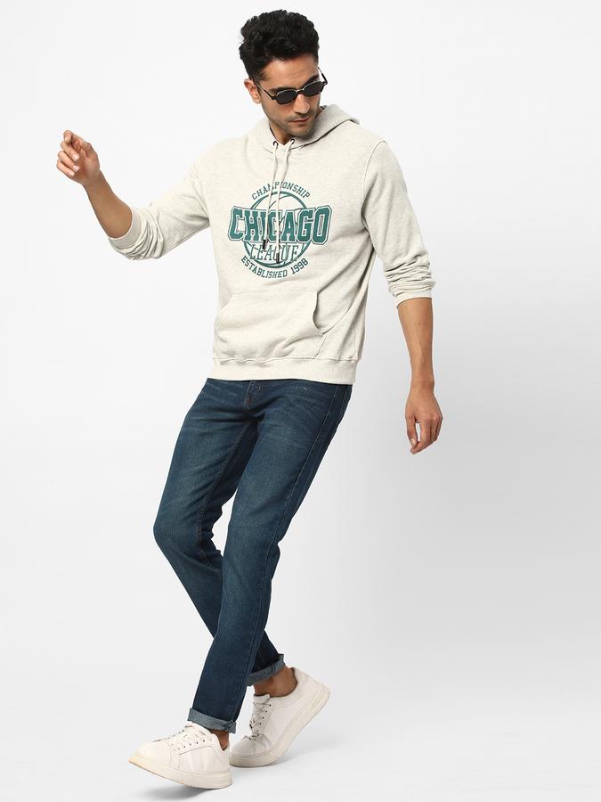 Men Fleece Regular Fit Hooded Graphic Sweatshirt