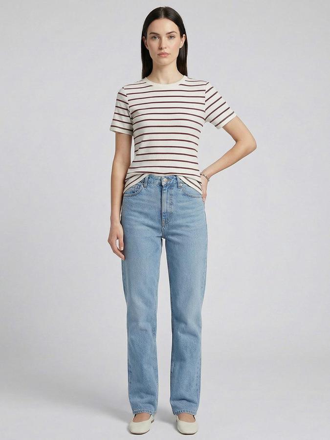 R&B Beige Solid Women Fitted Top 