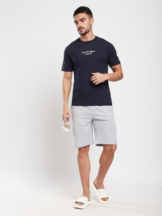 Men Cotton Relaxed Fit Solid Elastic Waist Sleep Shorts