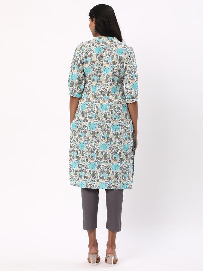 Women Rayon Regular Fit Mandarin Collar Printed Kurta