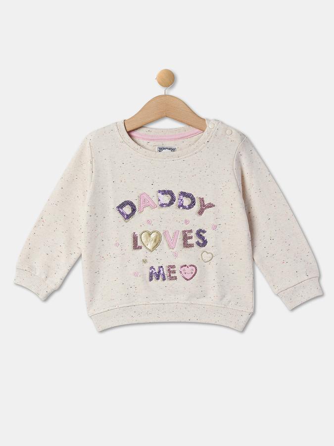 Girls Cotton Blend Regular Fit Crew Neck Graphic Sweatshirt