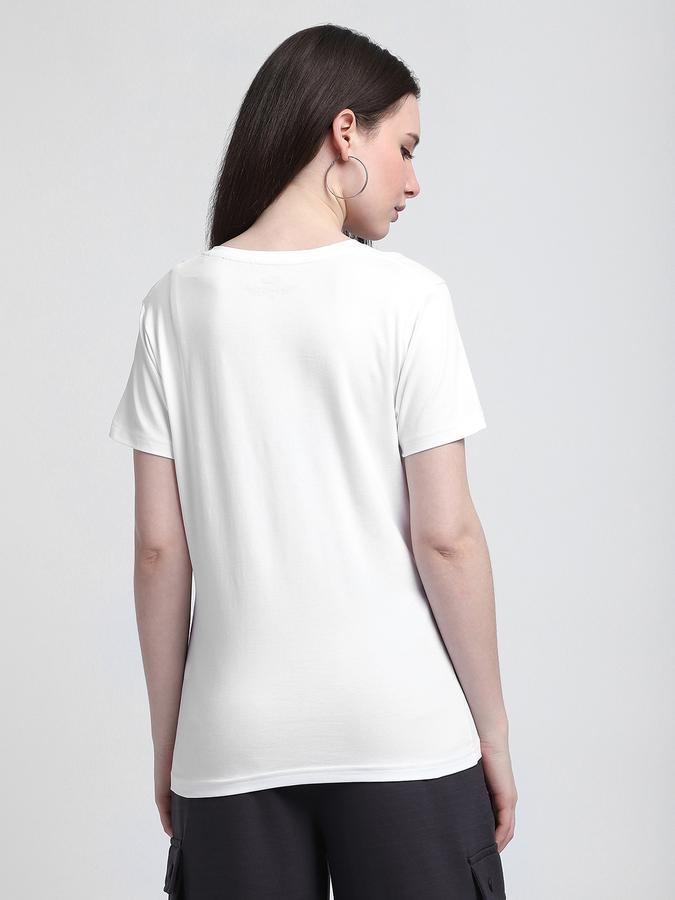 Women Cotton Blend Regular Fit V-Neck Solid T-shirt