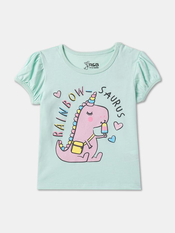 Girls Cotton Regular Fit Crew Neck Graphic T-shirt