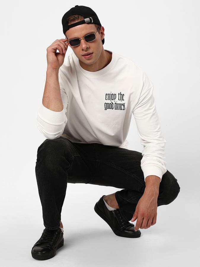 Men Fleece Regular Fit Crew Neck Graphic Sweatshirt