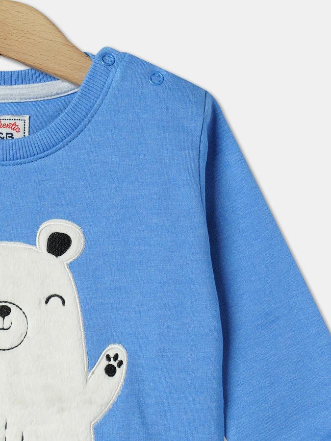 Boys Cotton Regular Fit Crew Neck Applique Sweatshirt