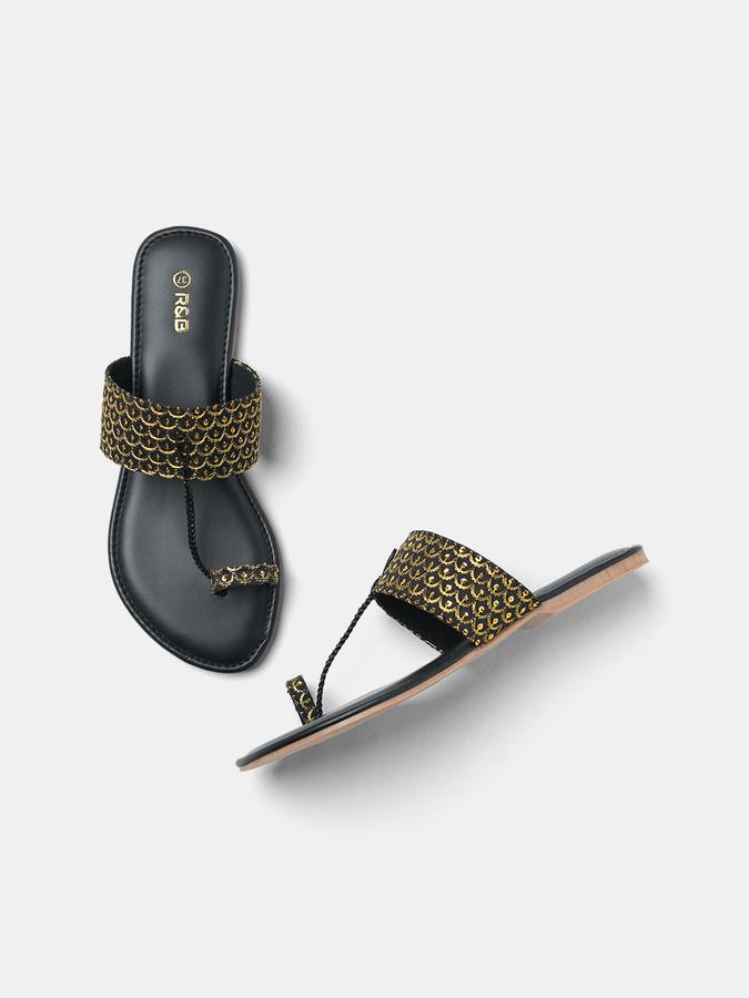 R&B Women Black Flat Sandals image number 0