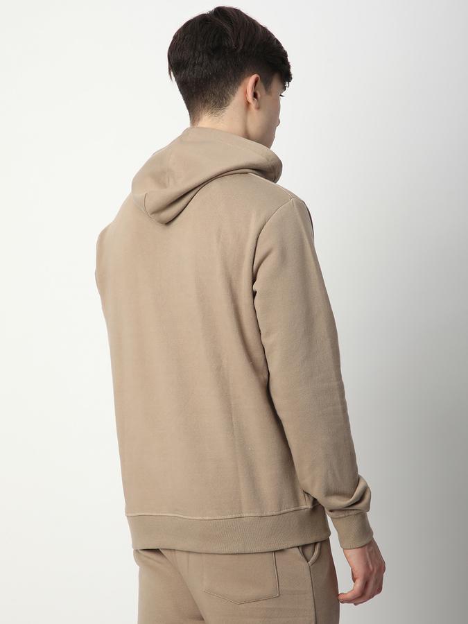 Men Fleece Regular Fit Hooded Graphic Sweatshirt