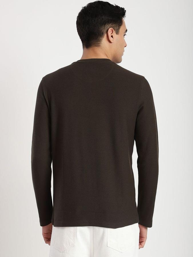Men Cotton Regular Fit Henley Solid T-shirt