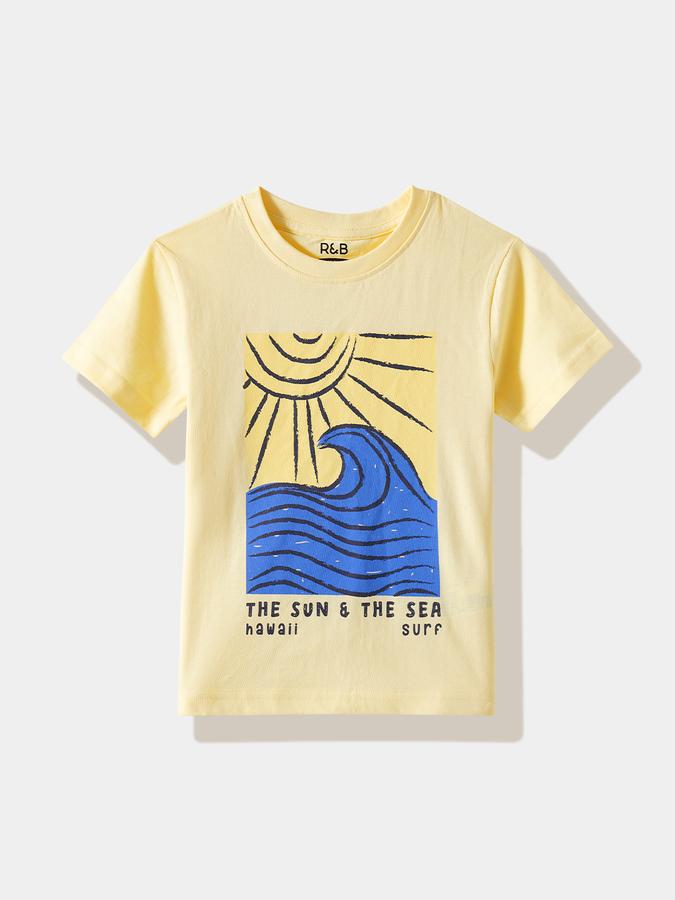 Boys Cotton Regular Fit Crew Neck Graphic T-shirt