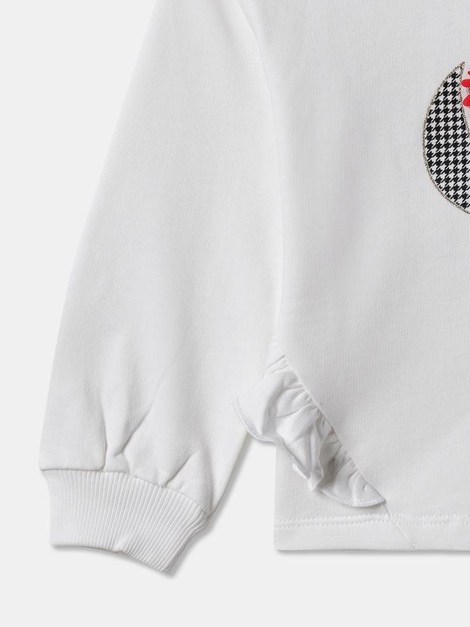 Girls Blend Graphic Regular Fit Full Sleeve Crew Neck with Appliqu&eacute; SweaT-Shirt