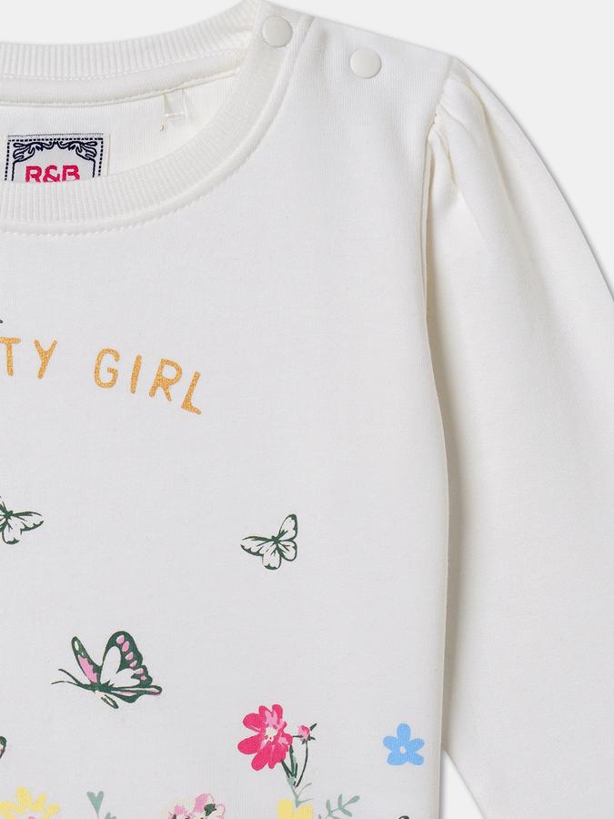 Girls Floral Regular Fit Long Sleeve Crew Neck SweaT-Shirt