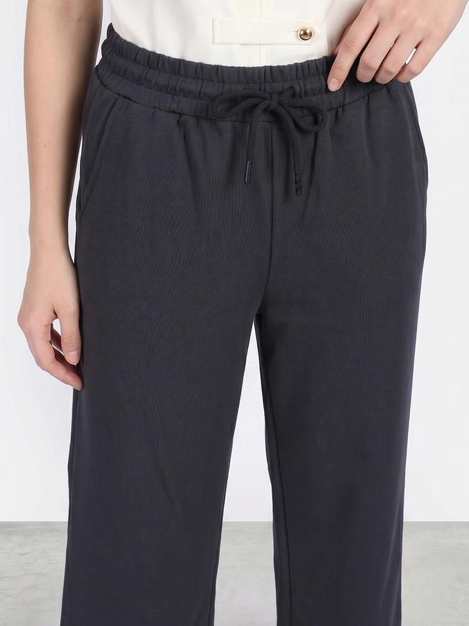 R&B Women Charcoal Pure Cotton Wide Leg Trackpant 