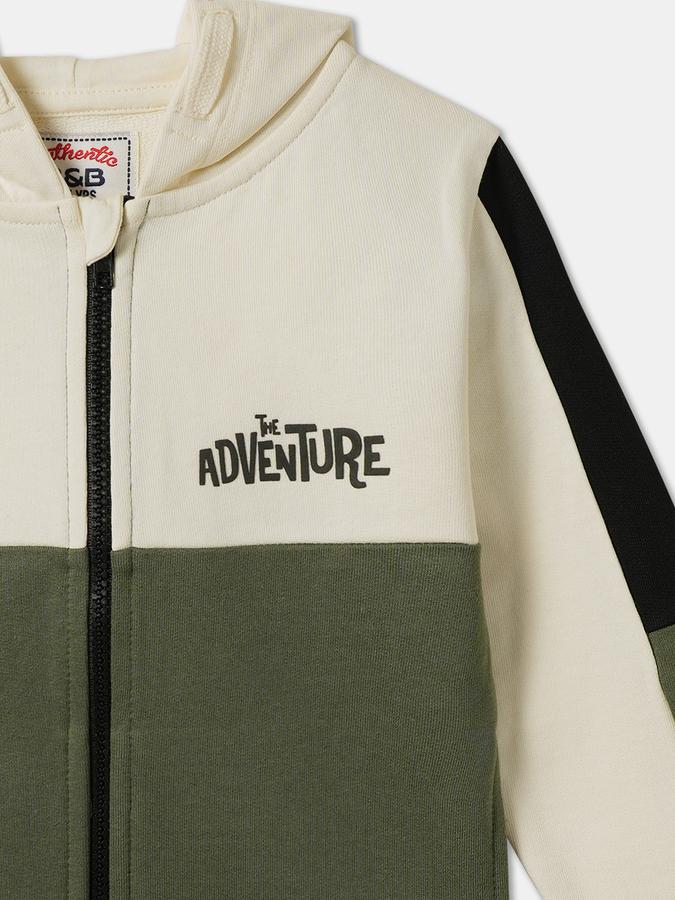 Boys Cotton Hooded Zip Up Colorblock Jacket