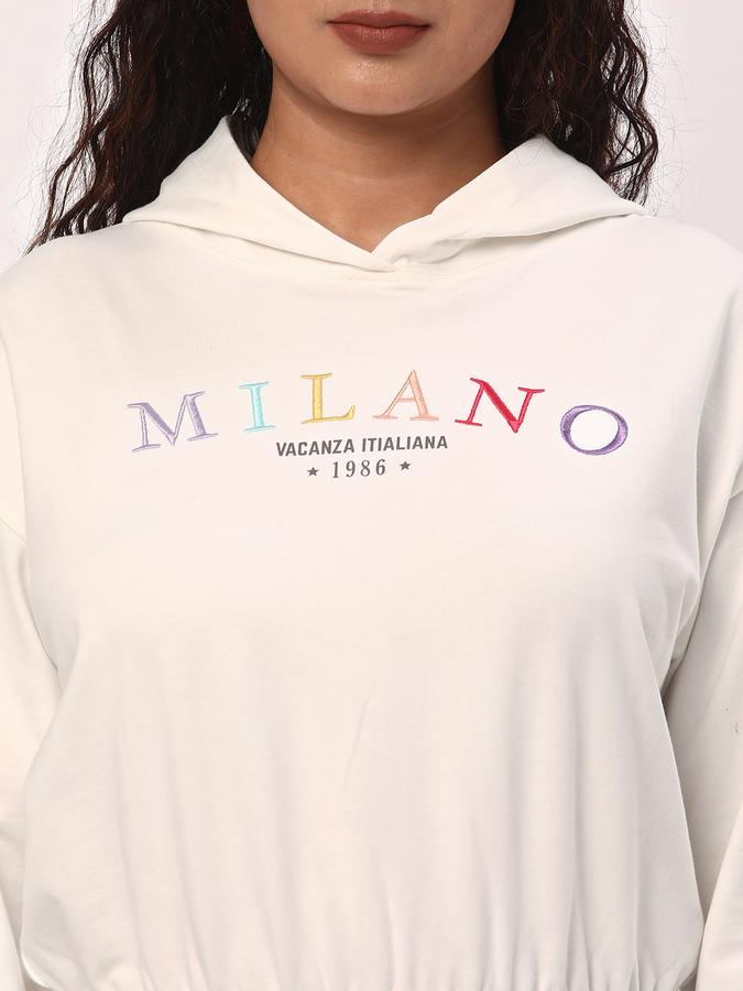 Women Typographic Print Crop Hoodie image number 3