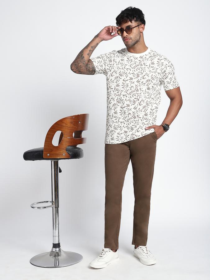 R&B Men's White Printed T-Shirt