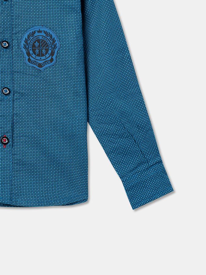 R&B Boys' Blue Printed Shirt