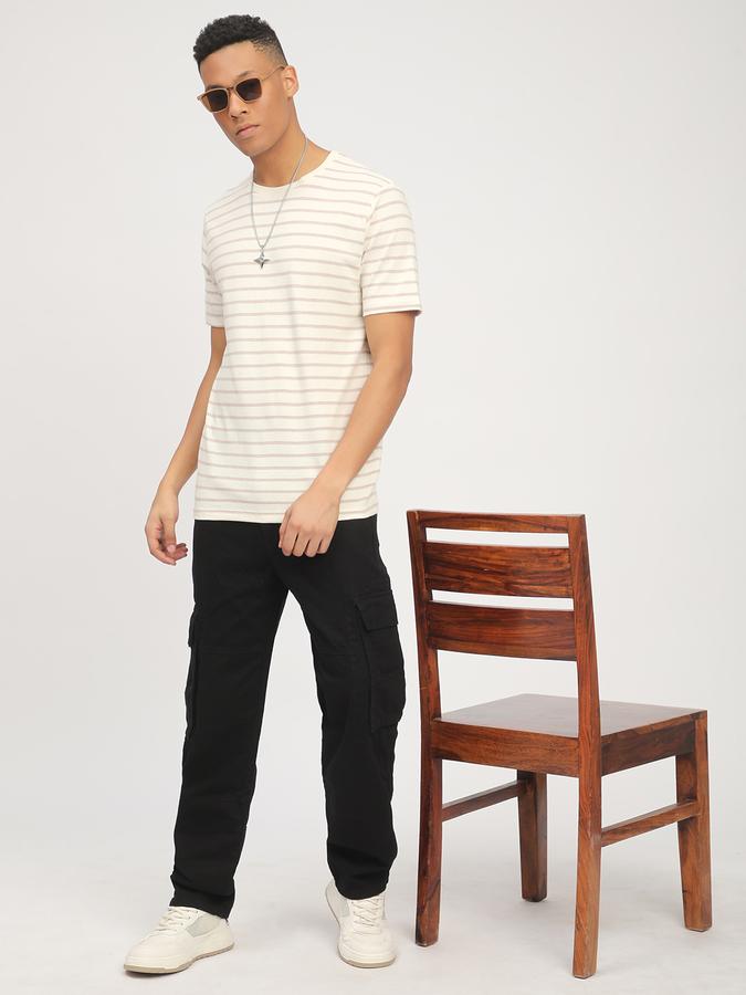 Men Polycotton Regular Fit Crew Neck Striped T-shirt