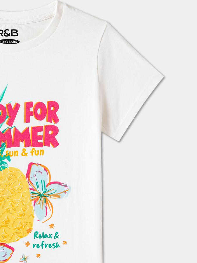 Printed T-Shirt with Crew Neck and Short Sleeves image number 2