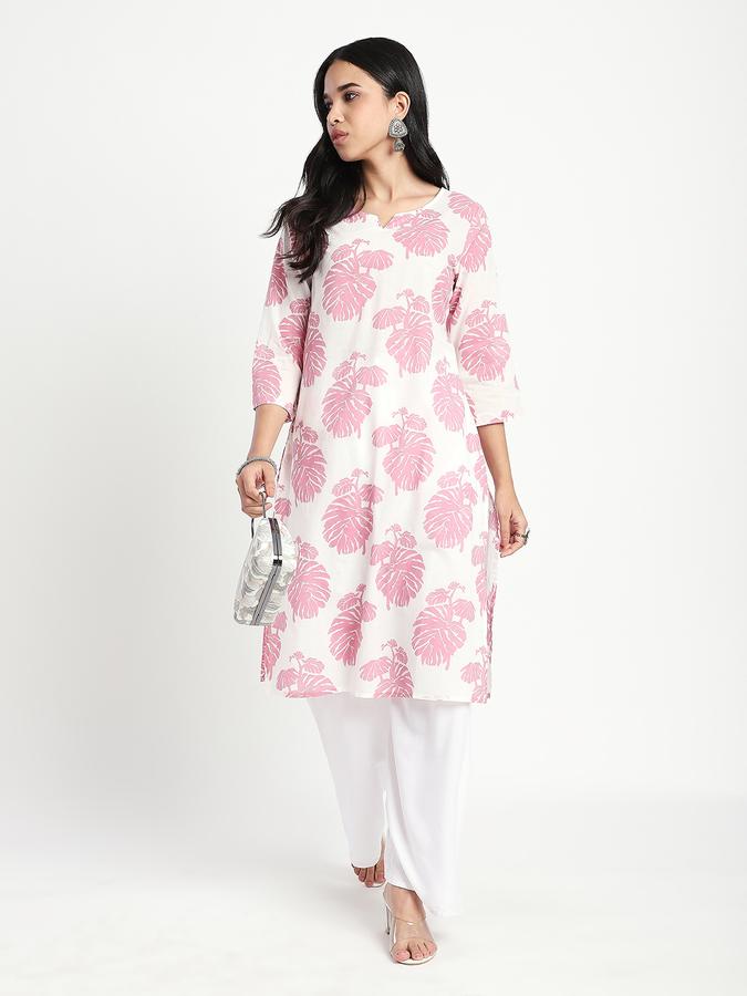 Women Cotton Regular Fit Round Neck Printed Kurta