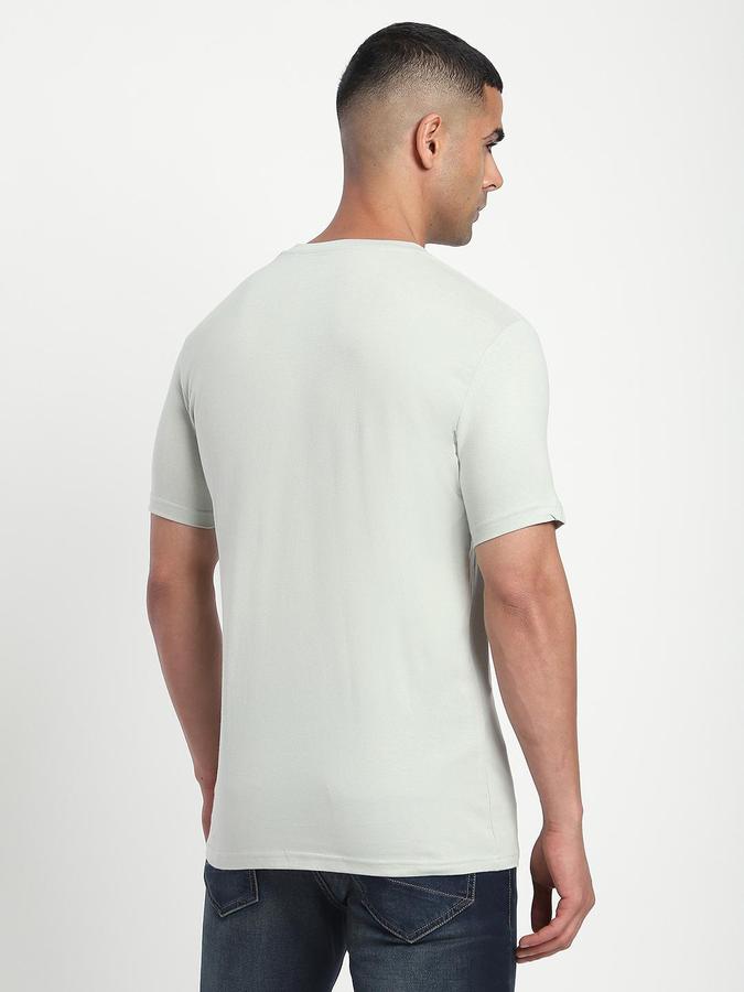 R&B Men Light Green Graphic Printed Pure Cotton Short Sleeves Tshirt