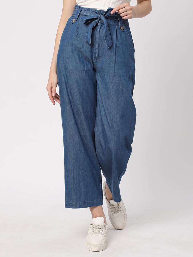 R&B Paperbag Waist Flared Denim Pants