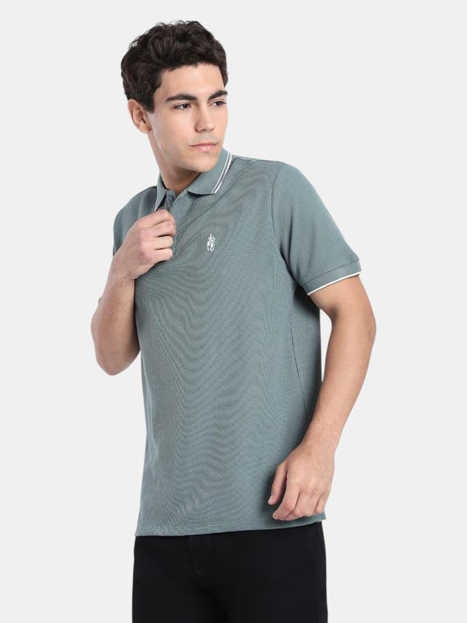 R&B Green Solid Men Short Sleeve Polo T-shirt
