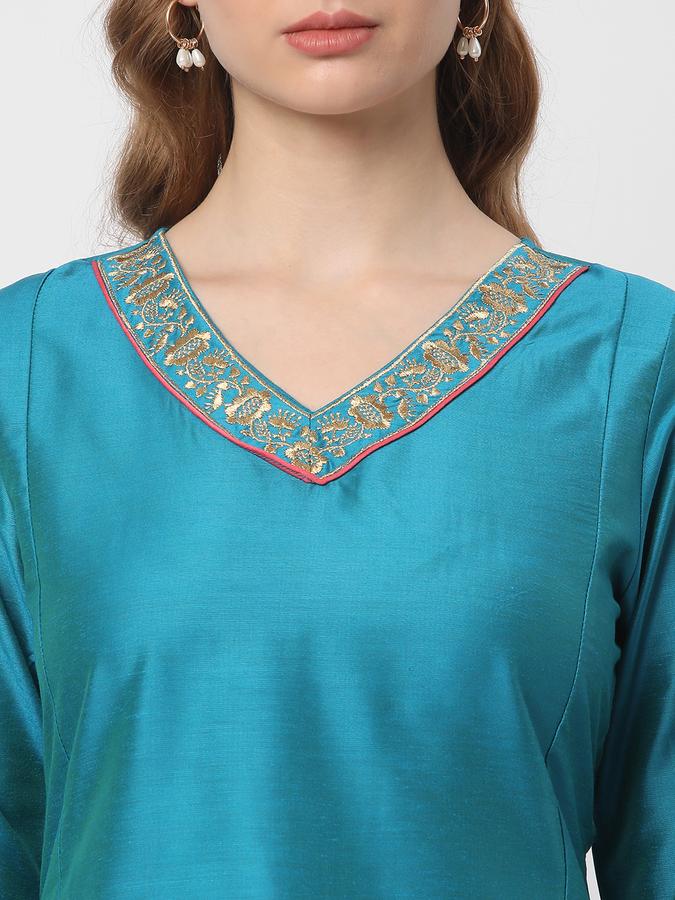 Women V-Neck Straight Kurta image number 3