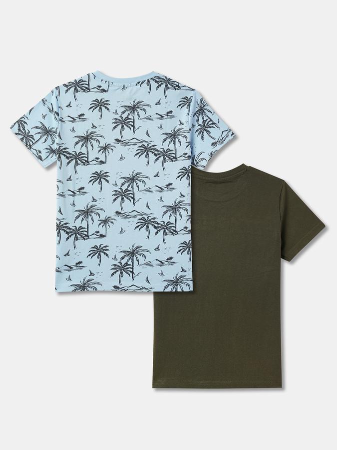 Men Pack of 2 Printed Regular Fit Crew-Neck T-Shirts image number 1