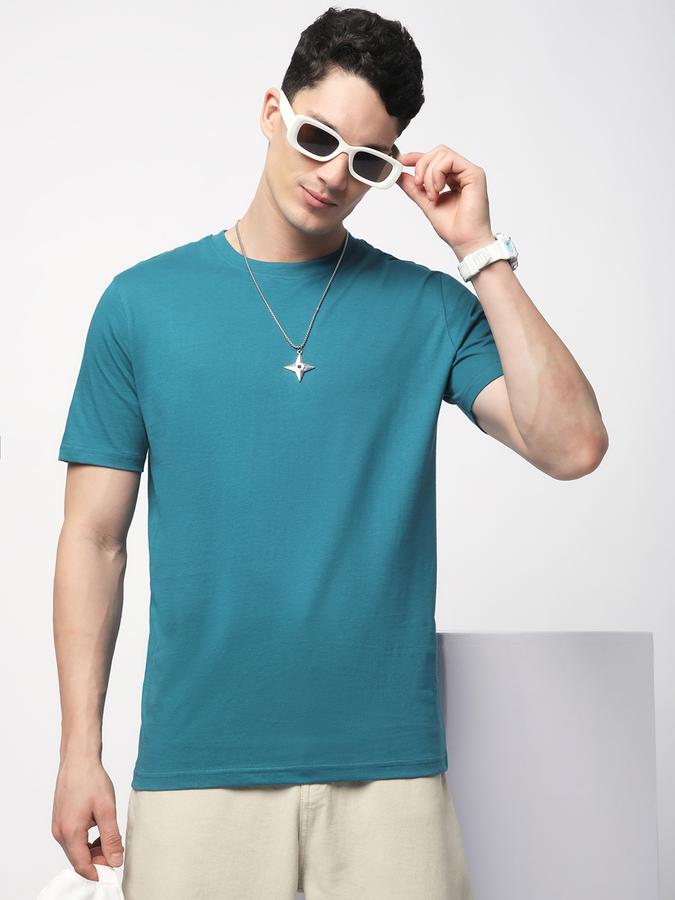 R&B MEN'S Solid T-Shirt with Crew Neck and Short Sleeves