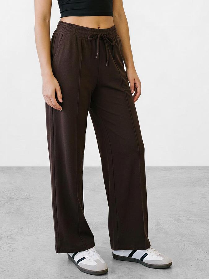 R&B Women Brown Textured Mid Rise Casual Pant