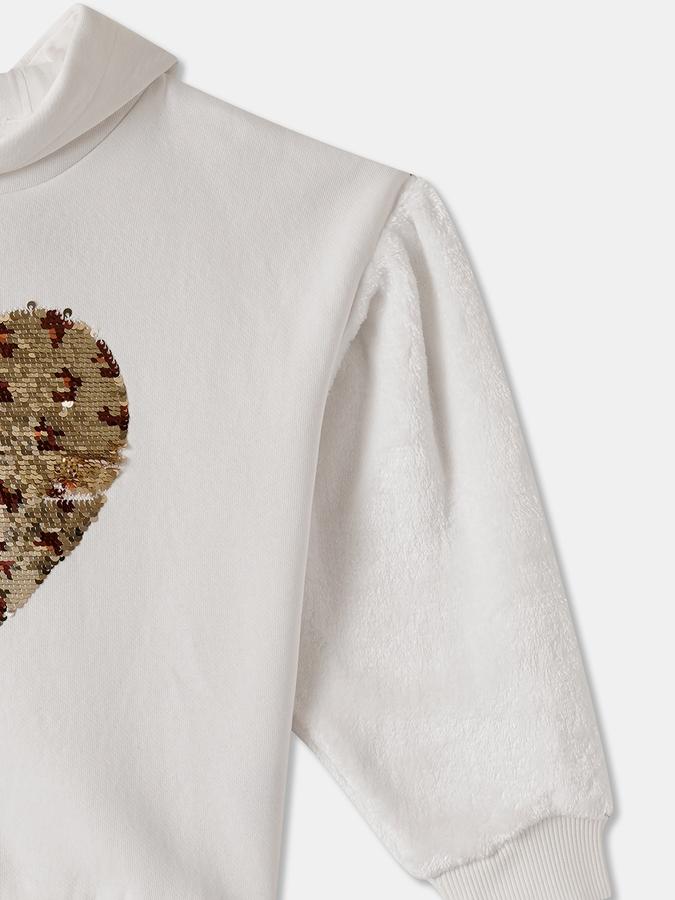 R&B Girls' White Embellished Sweatshirt