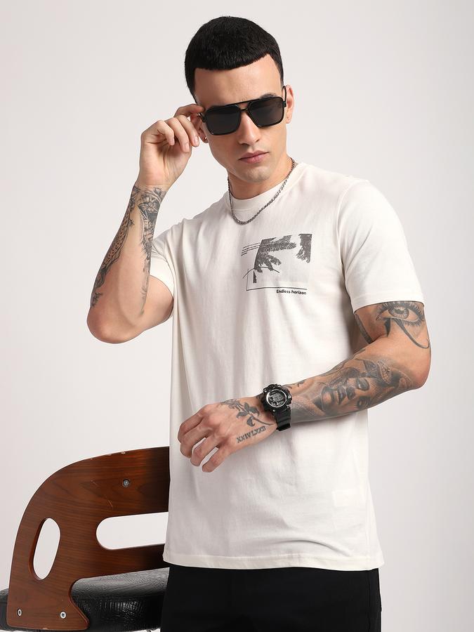 Men Cotton Regular Fit Crew Neck Graphic T-shirt