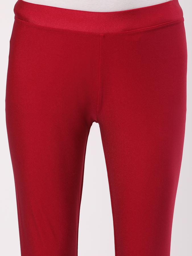 Women Nylon Blend Elasticated Waist Ankle Length Solid Leggings