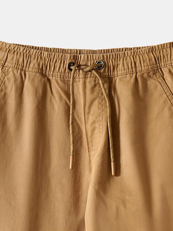 Boys Cotton Regular Fit Drawstring Waist Clean Hem Trousers