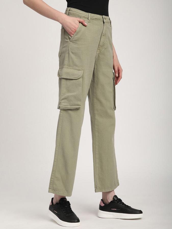 R&B Women Olive Relaxed Fit Mid-Rise Jeans