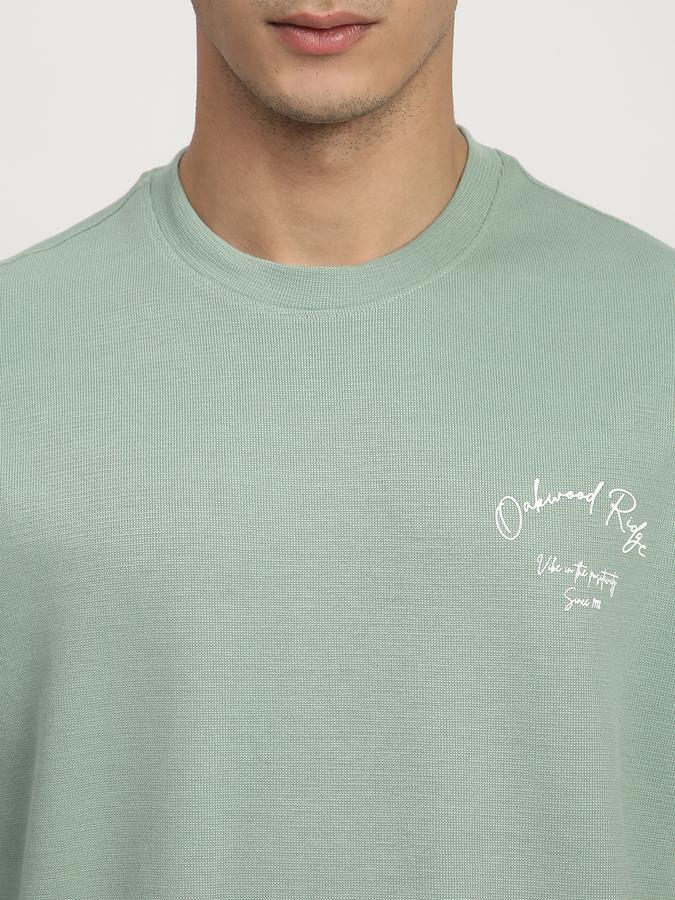 Men Cotton Oversized Fit Crew Neck Typographic T-shirt