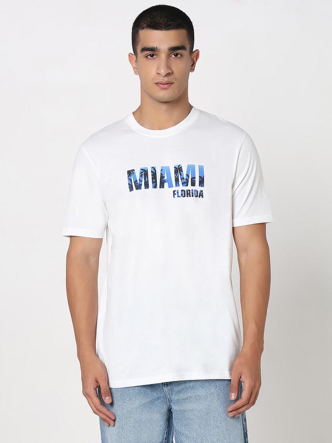 R&B Men's White Printed T-Shirt