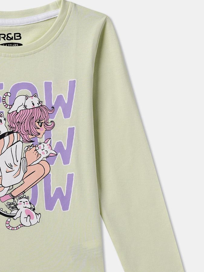 Girls Graphic Print Pure Cotton Regular T Shirt image number 2