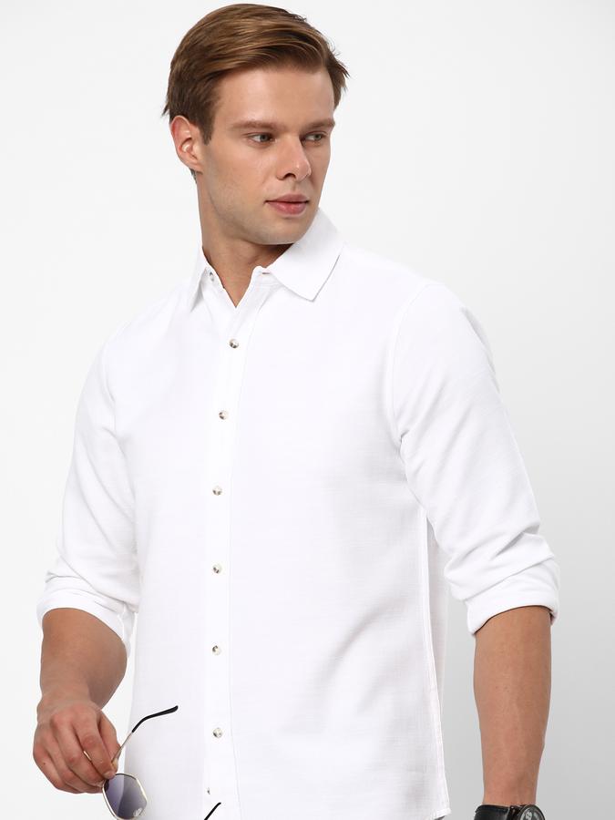 R&B Men White Casual Shirts