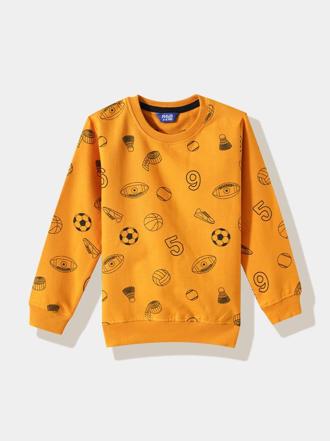R&B Boys' Mustard Printed Sweatshirt